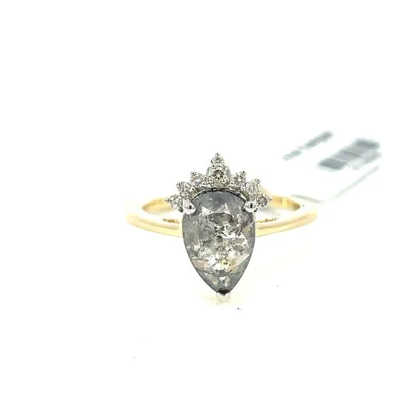 14KY 1.82CTW Pear Shaped Salt and Pepper Diamond Ring