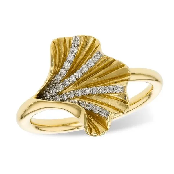 14KY 0.12CTW Leaf Ring