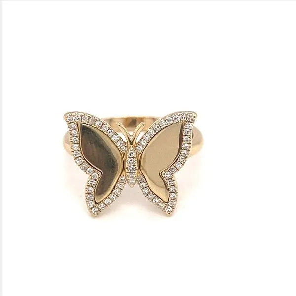 14K YG Diamond Butterfly Ring Falls Jewelers Concord, NC