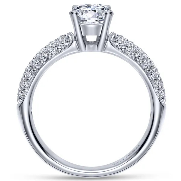 14K White Gold Double-Row Diamond Semi-Mount Ring