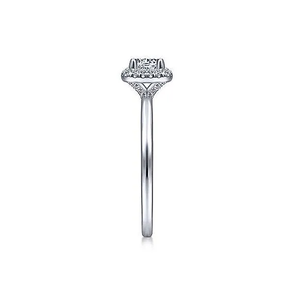 14K White Gold Cushion Halo Diamond Semi-Mount Ring