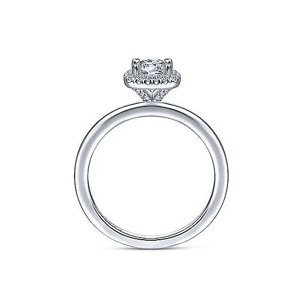 14K White Gold Cushion Halo Diamond Semi-Mount Ring