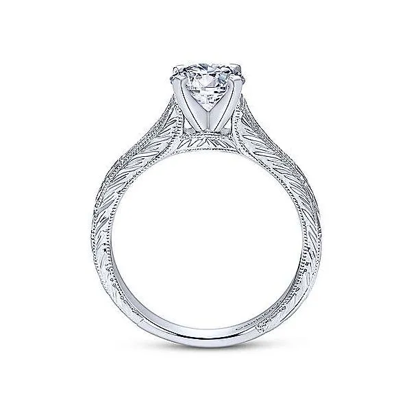 14K White Gold Vintage Diamond Semi-Mount Ring