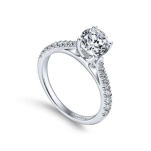 14K White Gold Reverse Taper Diamond Semi-Mount Ring