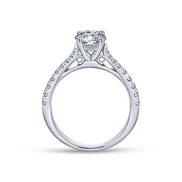 14K White Gold Reverse Taper Diamond Semi-Mount Ring
