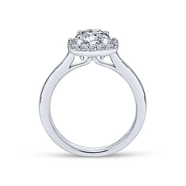 14K White Gold Cushion Halo Diamond Semi-Mount Ring