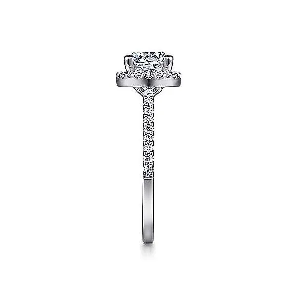 14K White Gold Round Halo Diamond Semi-Mount Ring