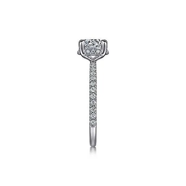 14K White Gold Hidden Halo Round Diamond Semi-Mount Ring