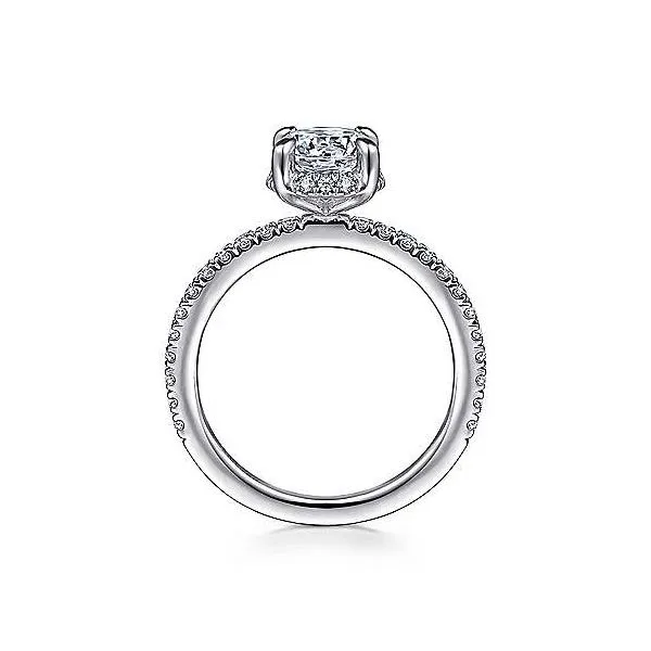 14K White Gold Hidden Halo Round Diamond Semi-Mount Ring