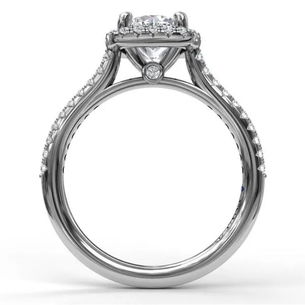 14K Cushion Halo Gold Diamond Semi-Mount Ring