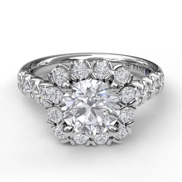 14K White Gold Diamond Semi-Mount Ring