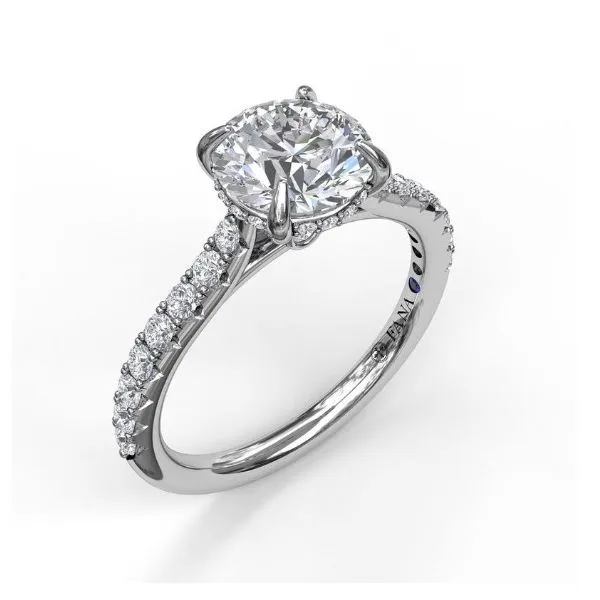 14K White Gold Diamond Engagement Semi-Mount Ring