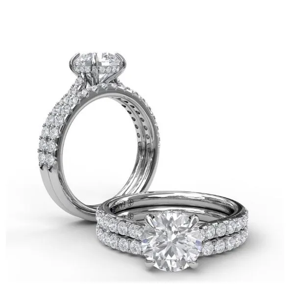 14K White Gold Diamond Engagement Semi-Mount Ring