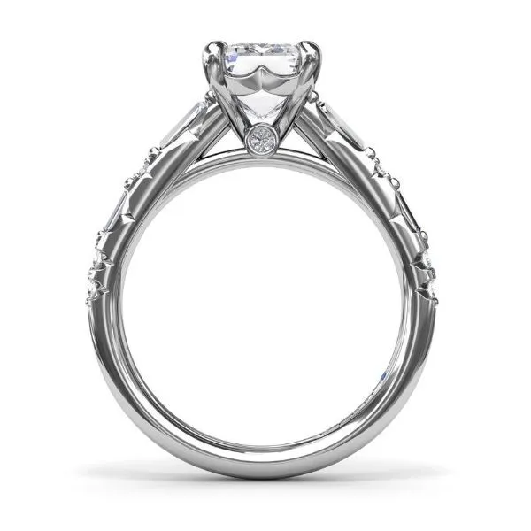 14K White Gold Alternating Baguette and Round Diamond Eng...