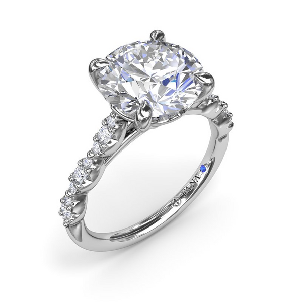 Petite Pave Diamond Engagement Ring Falls Jewelers Concord, NC