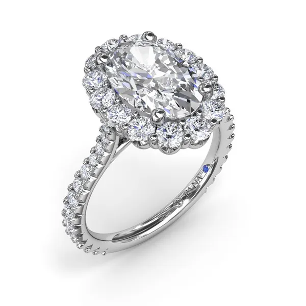 Floral Halo Diamond Engagement Ring Falls Jewelers Concord, NC