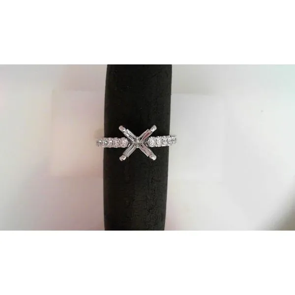 14K White Gold Diamond Accented Semi-Mount Ring