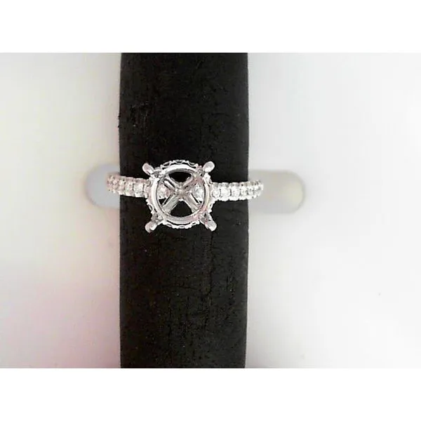 14K White Gold Diamond Accented Semi-Mount Ring with Hidd...