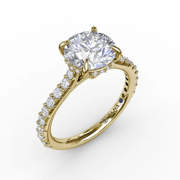 Classic Round Diamond Solitaire Engagement Ring With Hidden Pavé Halo Falls Jewelers Concord, NC