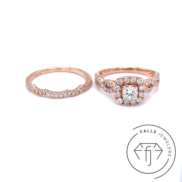 10K Rose Gold Diamond Wedding Set Image 2 Falls Jewelers Concord, NC