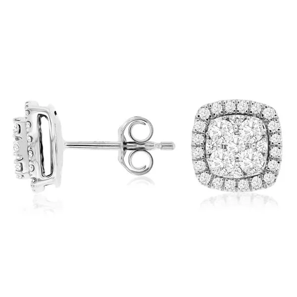 14K White Gold Diamond Stud Earrings Falls Jewelers Concord, NC
