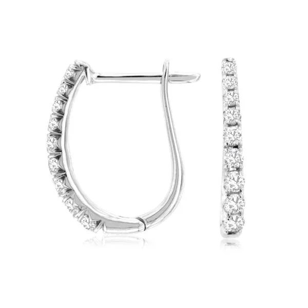 14K White Gold Diamond Hoop Earrings Falls Jewelers Concord, NC