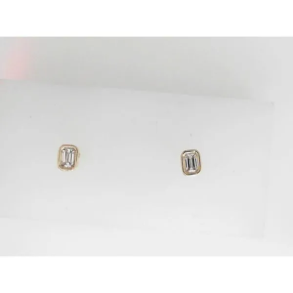 14K Yellow Gold Emerald Cut Diamond Studs Falls Jewelers Concord, NC