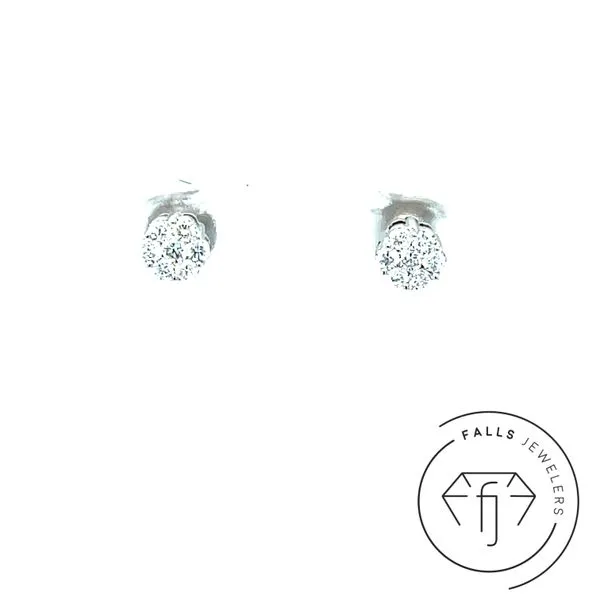 14K White Gold Diamond Stud Earrings Falls Jewelers Concord, NC