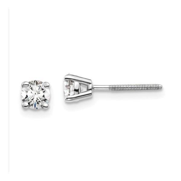 14K White Gold Lab Grown Diamond Stud Earrings Falls Jewelers Concord, NC