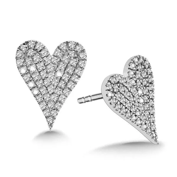 10K White Gold Diamond Heart Studs Falls Jewelers Concord, NC