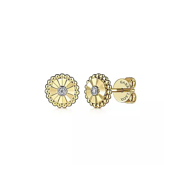14K White And Yellow Gold Diamond Stud Earrings similar item image