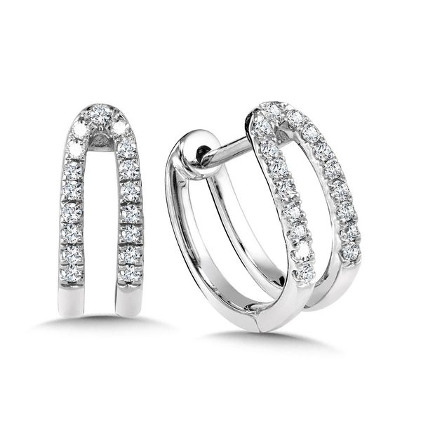 TWO-ROW DIAMOND HUGGIE HOOP EARRINGS Falls Jewelers Concord, NC
