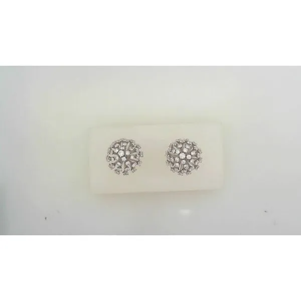 18K White Gold Diamond Pom-Pom Earrings Falls Jewelers Concord, NC