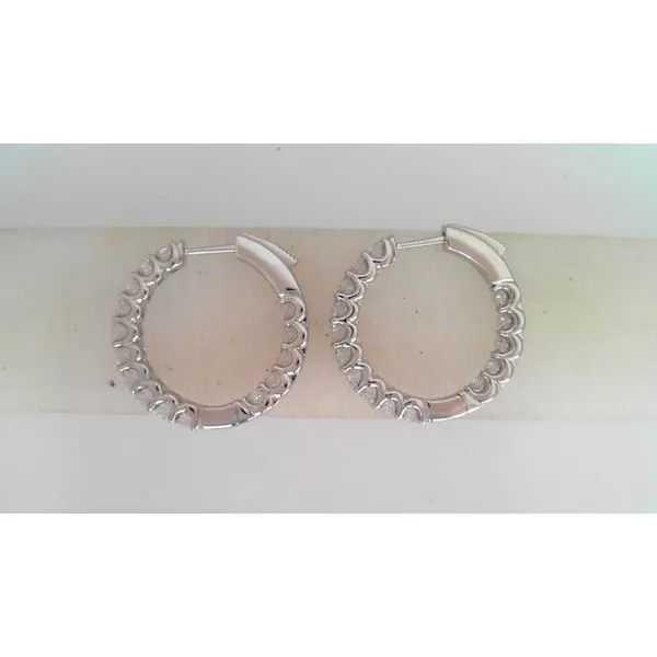 14K White Gold Diamond Hoops Falls Jewelers Concord, NC