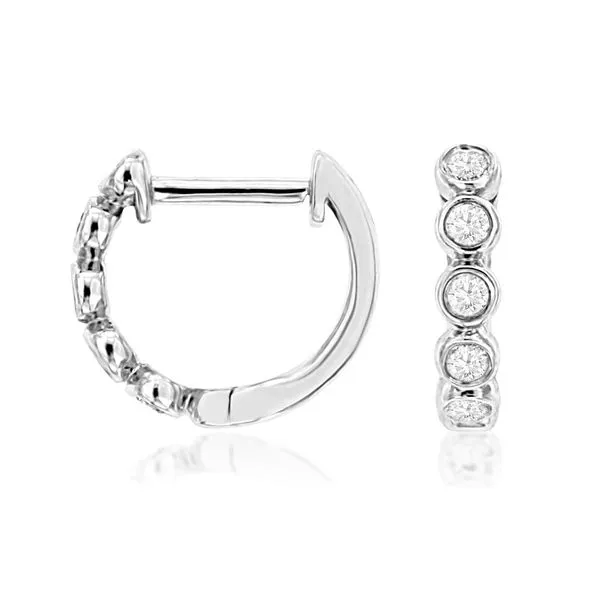 14K White Gold Diamond Huggie Earrings
