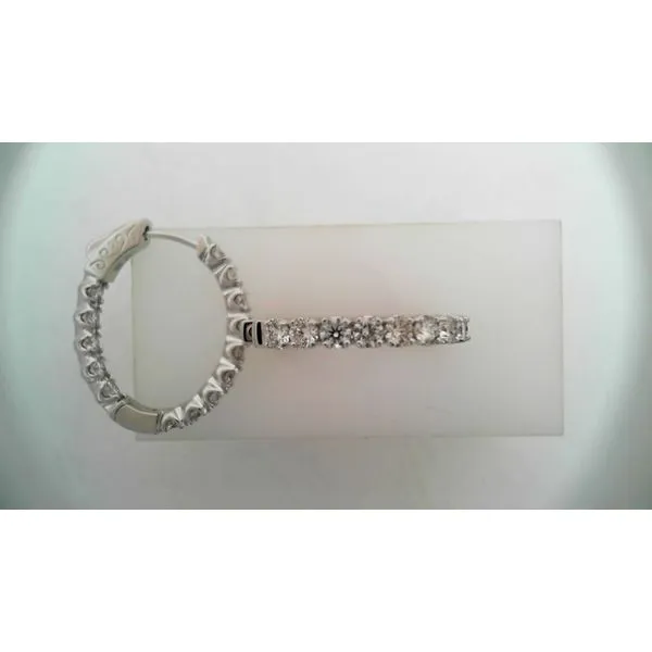 14K White Gold Diamond Hoop Earrings