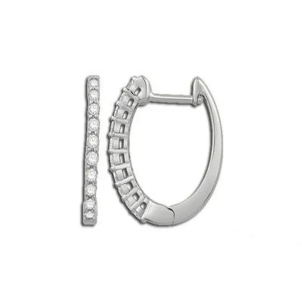 14K White Gold Diamond Hoop Earrings Falls Jewelers Concord, NC