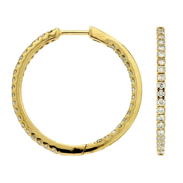 14K Yellow Gold Inside-Out Diamond Hoops