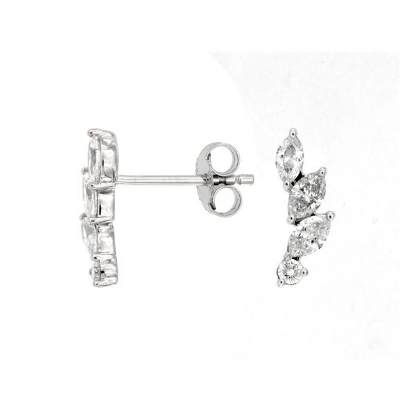14K White Gold Marquise Drop Diamond Earrings Falls Jewelers Concord, NC