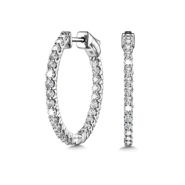 ROUND IN-OUT DIAMOND HOOP EARRINGS (1.00 CTW) Falls Jewelers Concord, NC