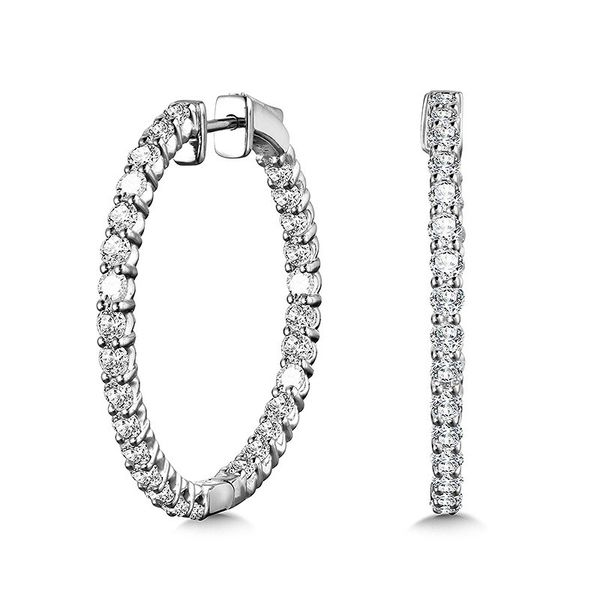 ROUND IN-OUT DIAMOND HOOP EARRINGS (3.00 CTW) Falls Jewelers Concord, NC