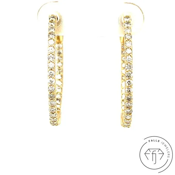 14K Yellow Gold Diamond Hoop Earrings