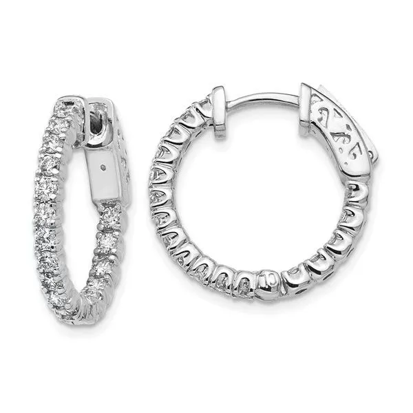 14K White Gold Diamond Hoops Falls Jewelers Concord, NC