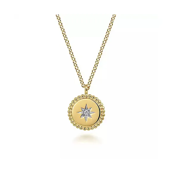 14K Yellow Gold Bujukan Medallion Necklace with Starburst...