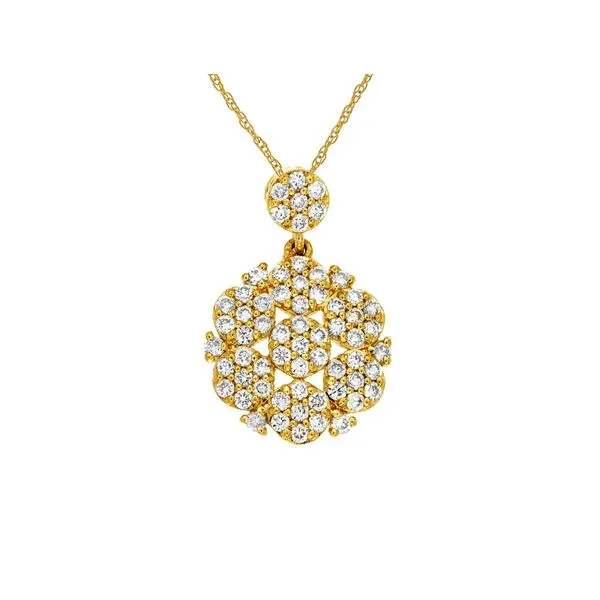 14K Yellow Gold Cluster Diamond Pendant Falls Jewelers Concord, NC