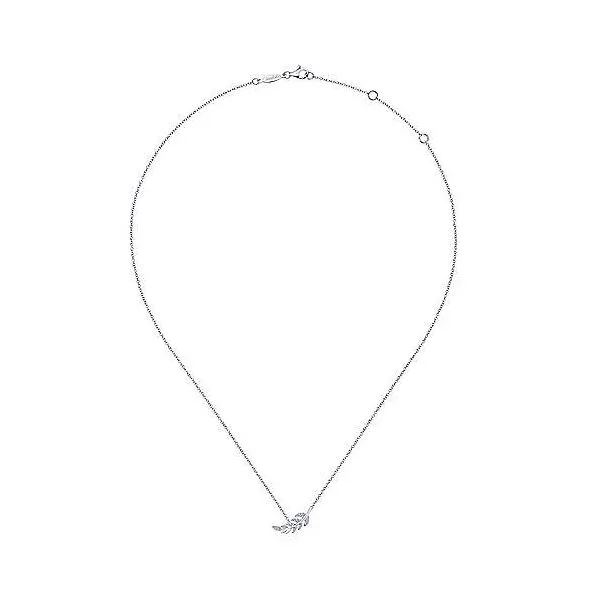 14K White Gold Diamond Leaf Necklace