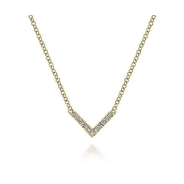 14K Yellow Gold Diamond V Shaped Necklace Falls Jewelers Concord, NC