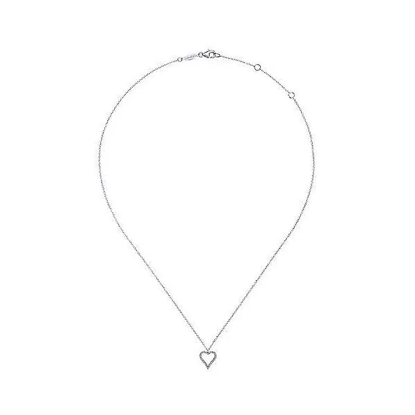 14K White Gold Diamond Open Heart Necklace Image 2 Falls Jewelers Concord, NC