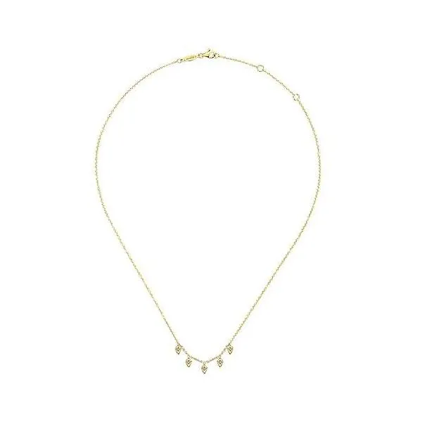 14K Yellow Gold Diamond Station Kite Necklace