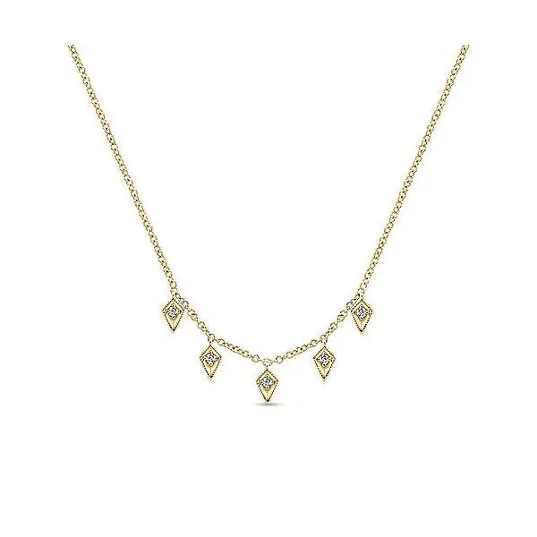 14K Yellow Gold Diamond Station Kite Necklace